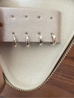 Sterling Silver Huggie Hoop Earring Set - Silver
